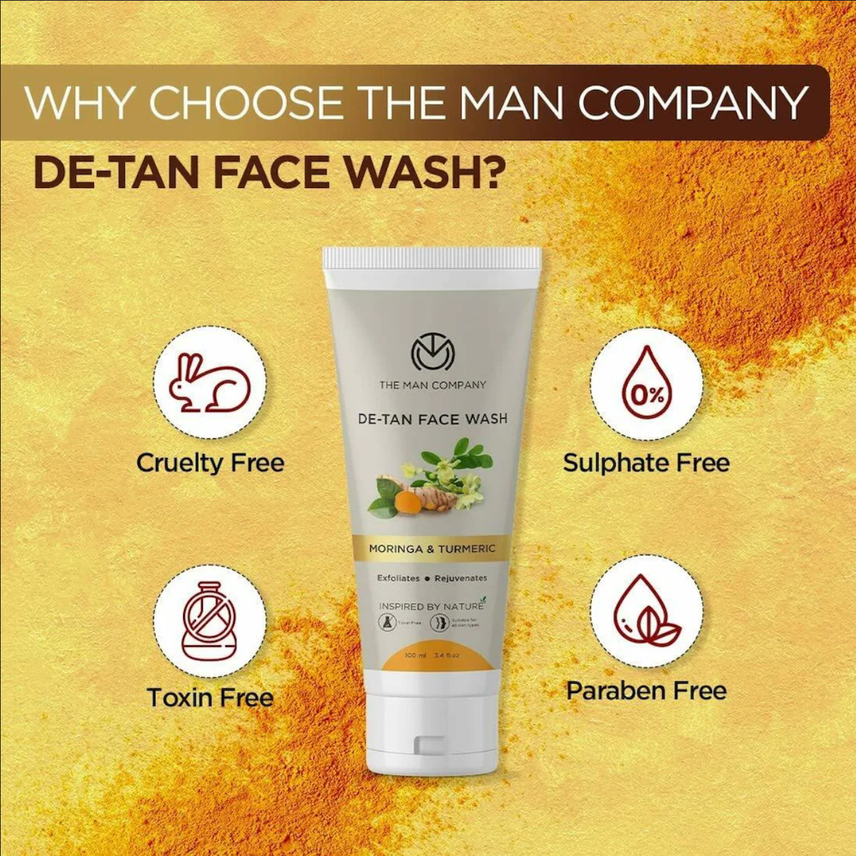 Picture of The Man Company De Tan Face Wash for Men with Turmeric and Moringa 100 ml