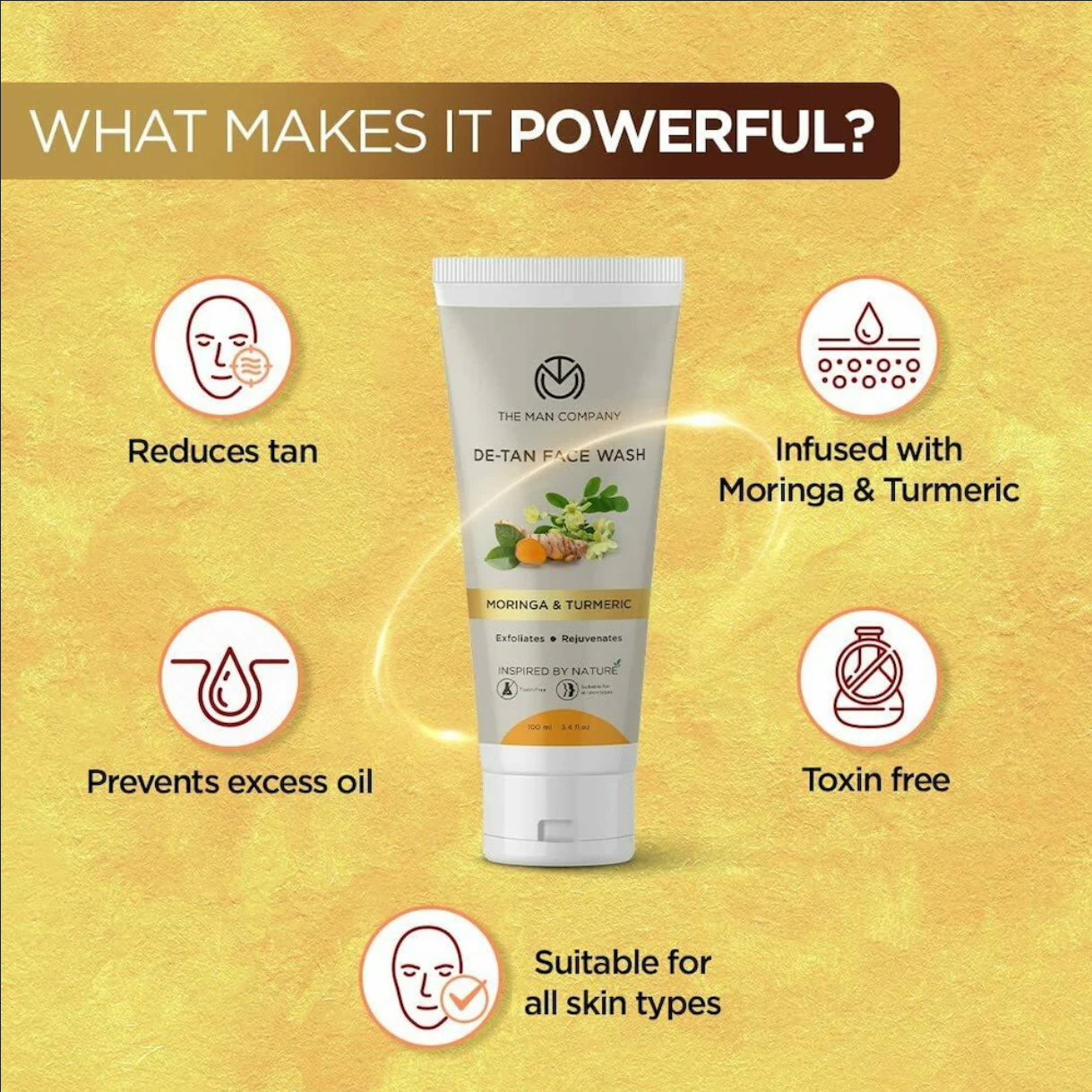 Picture of The Man Company De Tan Face Wash for Men with Turmeric and Moringa 100 ml