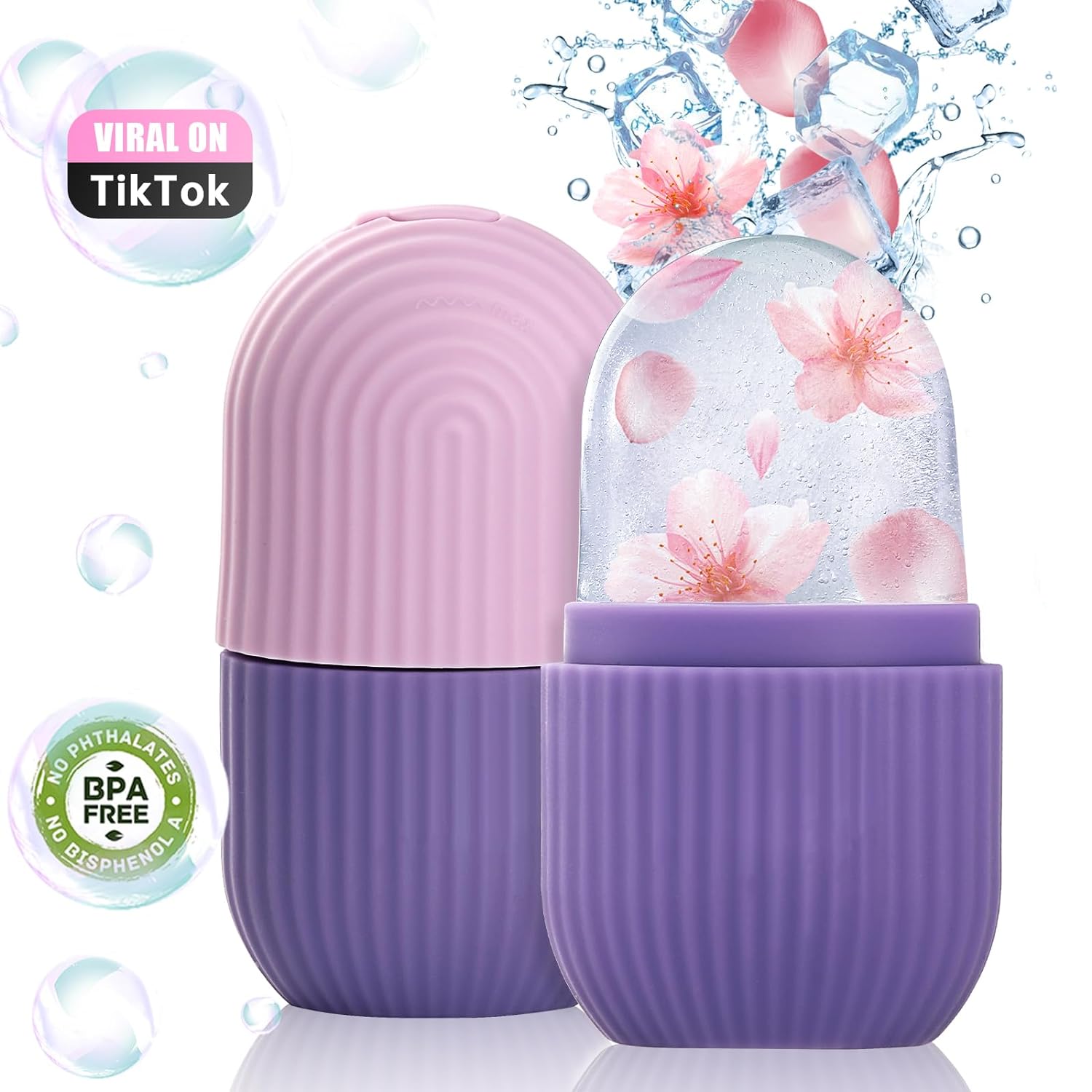 Picture of Ice Roller for Face and Eye, Upgrated Ice Face Roller,Facial Beauty Ice Roller Skin Care Tools, Ice Facial Cube, Gua Sha Face Massage, Silicone Ice Mold for Face Beauty (Purple)