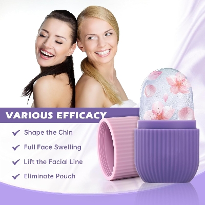Picture of Ice Roller for Face and Eye, Upgrated Ice Face Roller,Facial Beauty Ice Roller Skin Care Tools, Ice Facial Cube, Gua Sha Face Massage, Silicone Ice Mold for Face Beauty (Purple)