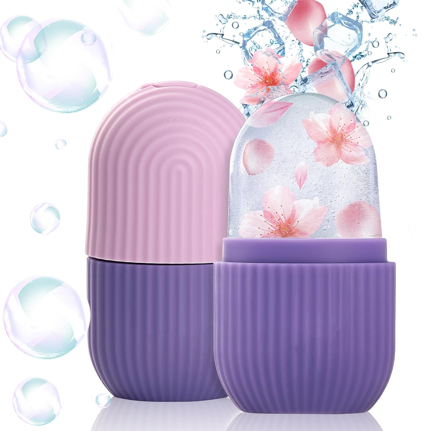 Picture of Ice Roller for Face and Eye, Upgrated Ice Face Roller,Facial Beauty Ice Roller Skin Care Tools, Ice Facial Cube, Gua Sha Face Massage, Silicone Ice Mold for Face Beauty (Purple)