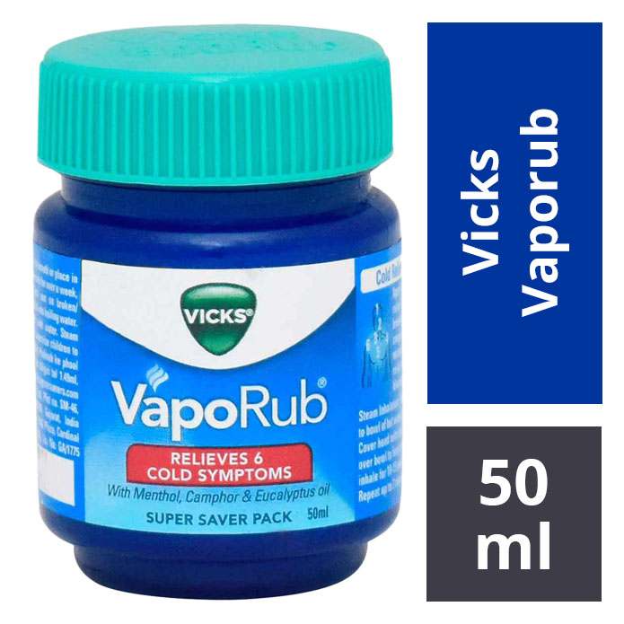 Picture of Vicks Vaporub 50ml, Relief From Cold, Cough, Blocked Nose, Headache, Body Ache, Muscular Stiffness And Breathing Difficulty