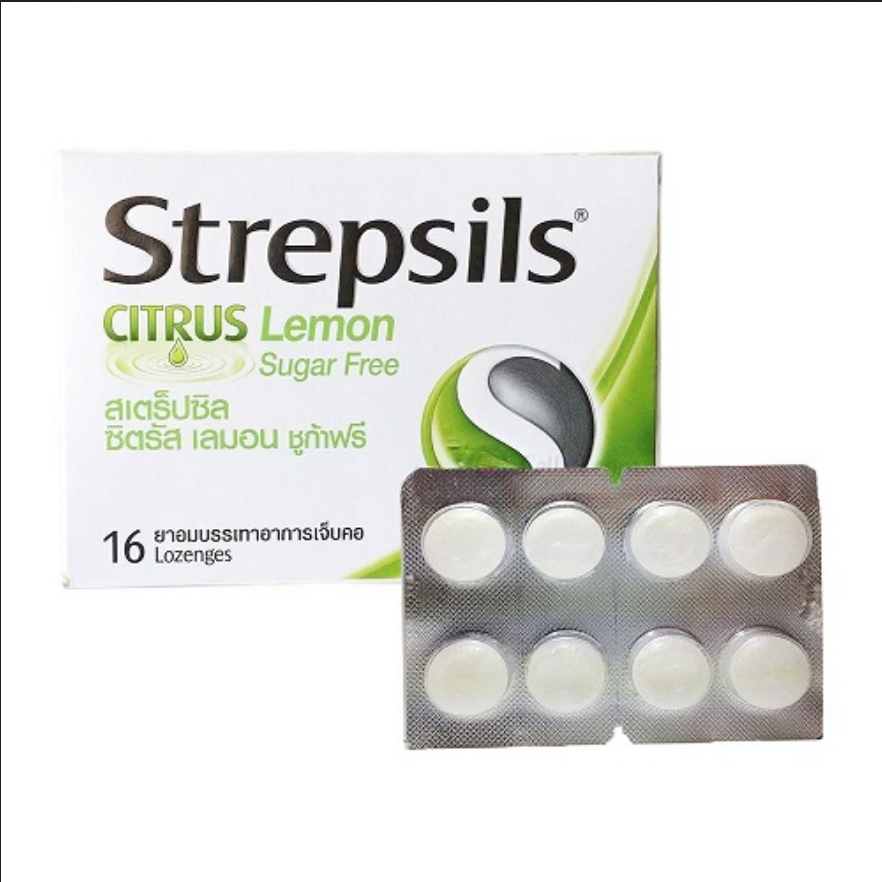 Picture of Strepsils Citrus Lemon Sugar Free 16 Lozenges for Relief Sore Irritated Throat
