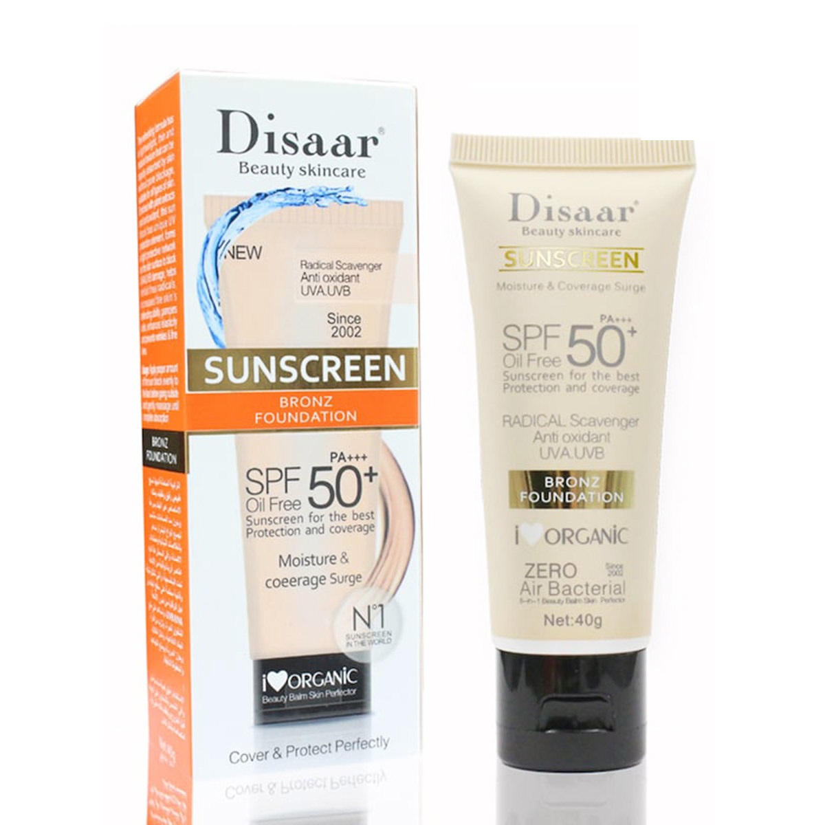 Picture of Disaar Beauty Skincare Oil Free SPF PA+++ 50+ Sunscreen Instant Protection UVA UVB Foundation - 40gm