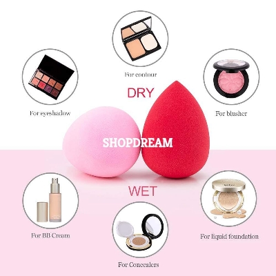 Picture of 3pcs Professional Makeup Sponge ,Makeup Beauty Sponge ,Beauty Blender Puff Sponge for Powder, foundation Cleaner Puff , Pink Face Sponge Puff ! Multi color (Pack-3)