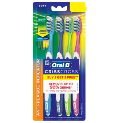 Picture of Criss Cross - Family pack of 4 toothbrushes – Soft, For adults,Manual,Multicolor