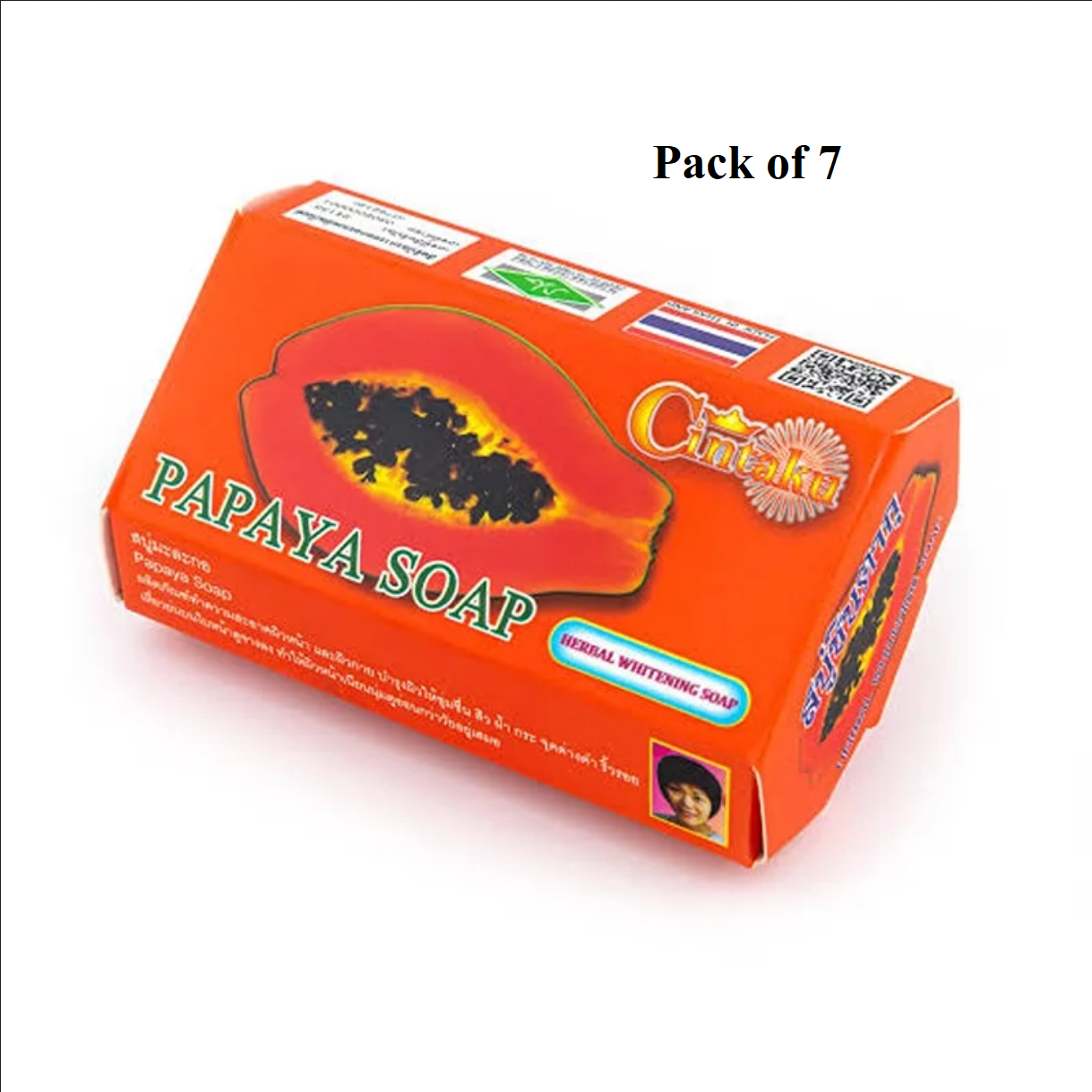 Picture of ( Pack of 7 ) Herbal Soap Cintaku Thai Papaya Soap 100g ( Imported)