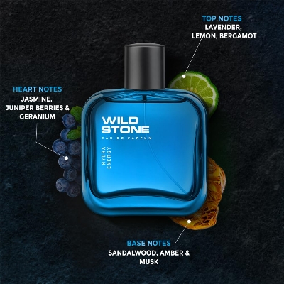 Picture of Wild Stone Hydra Energy Parfum for Men, Long Lasting Refreshing Fragrance for Office Wear, 50 ml