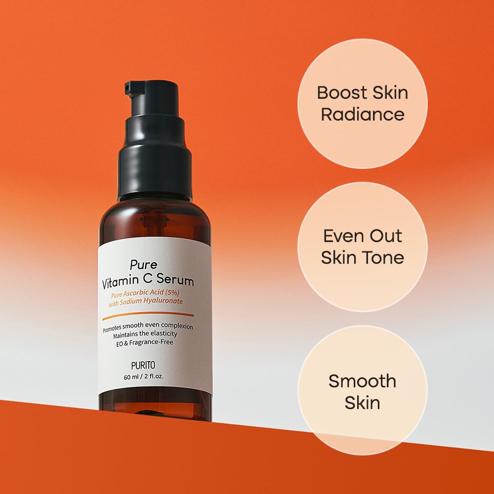 Picture of PURITO Pure Vitamin C Serum 60ml / 2.0 fl.oz., Natural Ingredients Serum, Vitamin C, Vegan & Cruelty Free, Hypoallergenic, Calming, Fragrance-free, Korean Skin Care