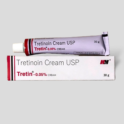 Picture of Tretin 0.05% Cream for treatment of acne a common skin condition that occurs-30gm