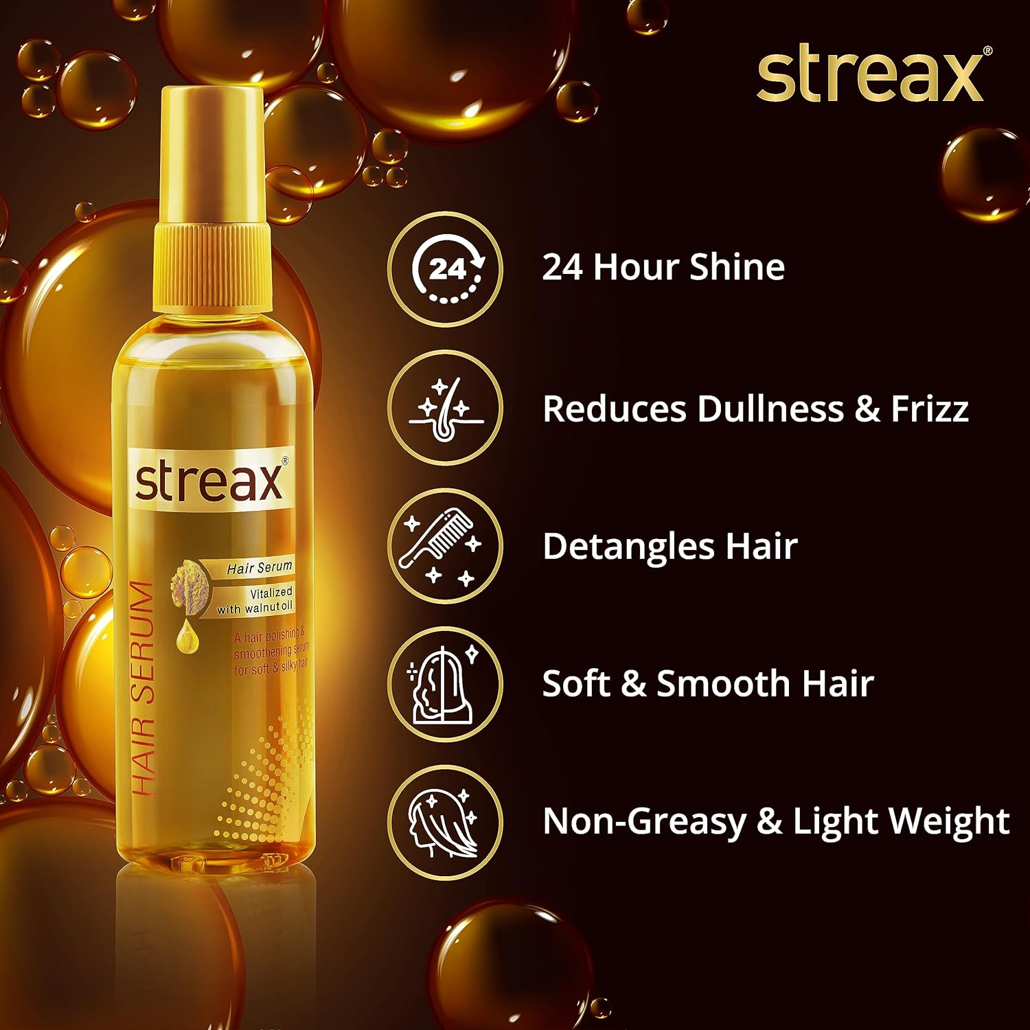 Picture of Hair Serum Enriched with Walnut Oil Gives Frizz-free Satin Smooth Hair 90 ML