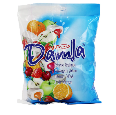 Picture of Tayas Damla Soft Center-filled Fruit Chews 350g - Orange, Strawberry, Sour Cherry, Apple, Peach, Raspberry