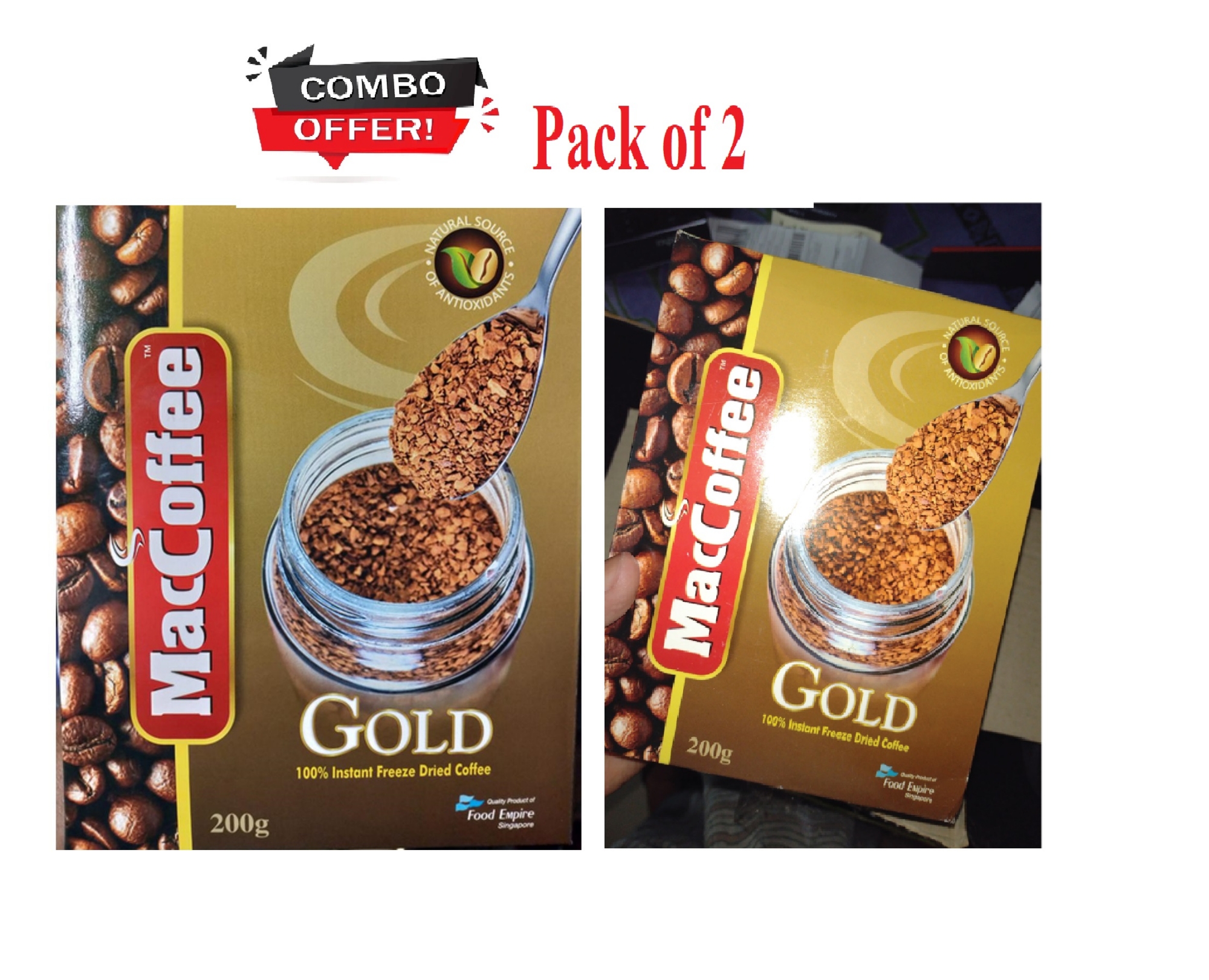 Picture of (Pack of 2 ) Maccoffee Gold Box 200 Gm - Coffee