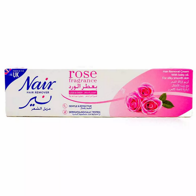 Picture of Rose Fragrance Nourishing Nair Hair Remover Cream With Baby Oil, For Silky Smooth Skin 75ml