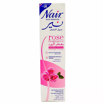 Picture of Rose Fragrance Nourishing Nair Hair Remover Cream With Baby Oil, For Silky Smooth Skin 75ml