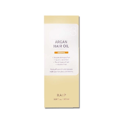 Picture of R3 Argan Oil No-Rinse Nourishing and Smooth Fragrance Hair Oil 100ml - Classic Light Fragrance (Yellow) (Hair Moisturizing Essence Oil, Shiny Hair Moisturizing Ampoule, Hair Tail Care and Maintenance) Glycerin, wet and dry hair