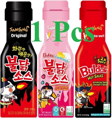 Picture of Samyang Buldak Sauce Hot Sauce Variety Set - Buldak Ramen Carbonara, Hot Sauce Piquante, Hot Chicken Flavor x2 Spicy