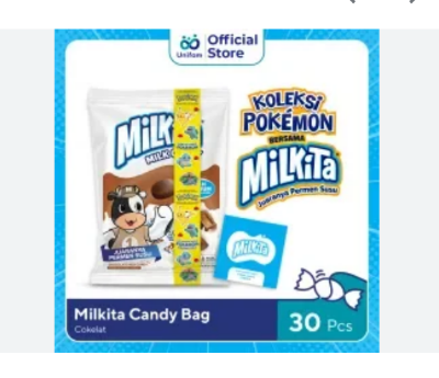 Picture of Milkita Permen Susu Melon Edisi Pokemon Premium Bag - Milk Candy 1 Bag (Isi 30Pcs) 4 Gram