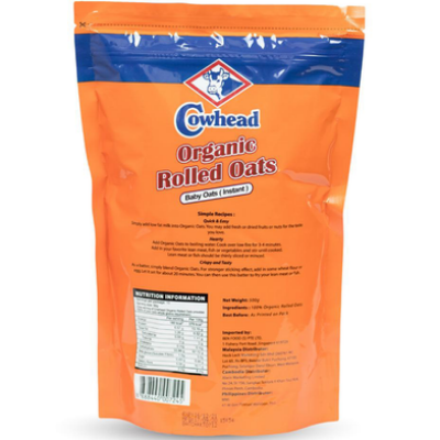 Picture of High Quality Cowhead Organic Baby Rolled Instant Oats  - 500 gm