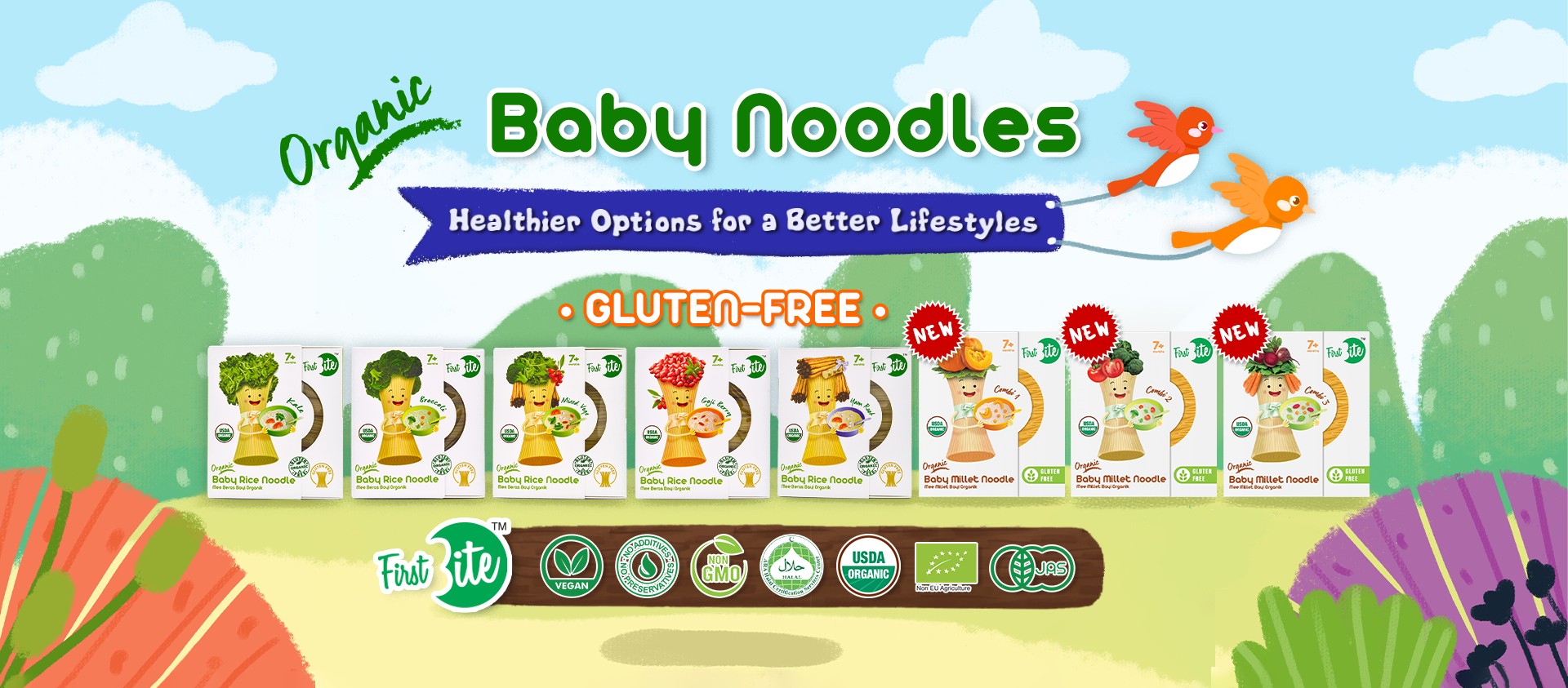 Picture of (Pack of 4) First bite Organic baby Noodle (7m+) 180gm - Could be any flavour