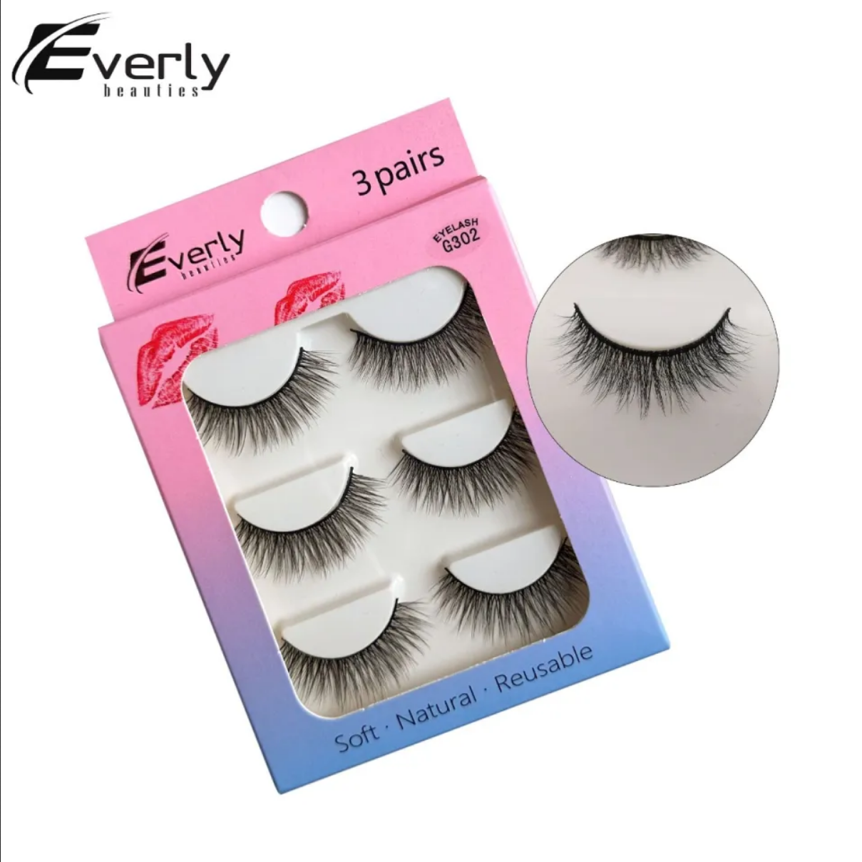 Picture of Everly Beauties 3 Pairs False Eyelash Set | Natural & Glamorous | 3D Mink Lashes