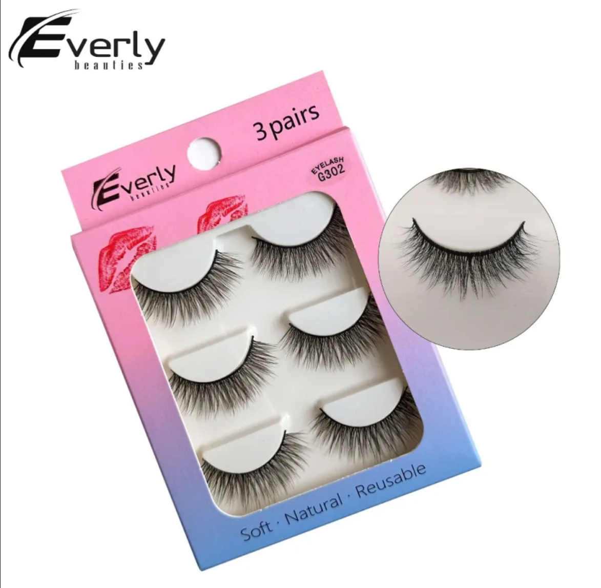 Picture of Everly Beauties 3 Pairs False Eyelash Set | Natural & Glamorous | 3D Mink Lashes