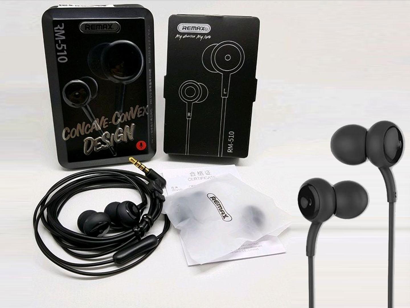 Picture of REMAX RM 510 In-Ear Earphone With Metal box-BLACK for android -samsung/realme/oppo/vivo/iphone/walton/tecno/xiaomi/nokia/laptop  all device supported with premium quality