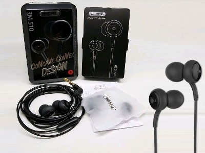 Picture of REMAX RM 510 In-Ear Earphone With Metal box-BLACK for android -samsung/realme/oppo/vivo/iphone/walton/tecno/xiaomi/nokia/laptop  all device supported with premium quality