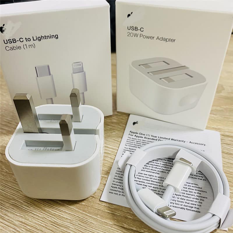 Picture of AppIe 20W USB C Power Adapter with cable  FOR iphone with type c to lightg cable 3 pin and 2 pin