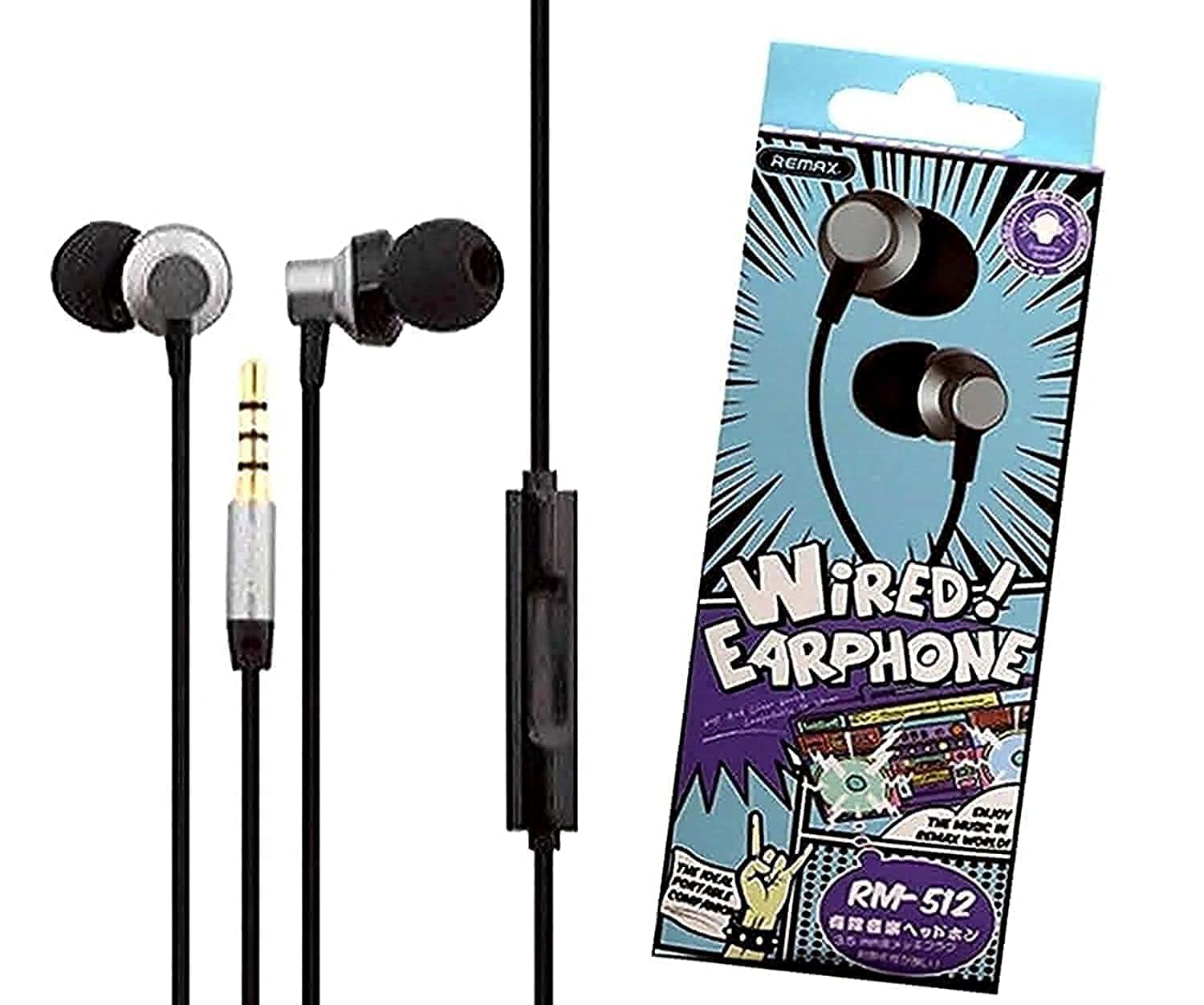 Picture of REMAX RM-512 3.5MM WIRED MUSIC EARPHONE HEAVY BASS for android -samsung/realme/oppo/vivo/iphone/walton/tecno/xiaomi/nokia/laptop all device supported with premium quality