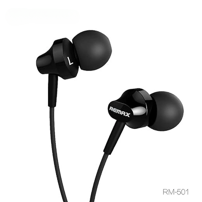 Picture of REMAX RM 510 In-Ear Earphone With Metal box-BLACK for android -samsung/realme/oppo/vivo/iphone/walton/tecno/xiaomi/nokia/laptop all device supported with premium quality