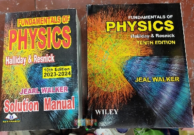 Picture of Fundamental of Physics (10th Edition) and Solution Manual by David Halliday & Robert Resnick (2 Books)