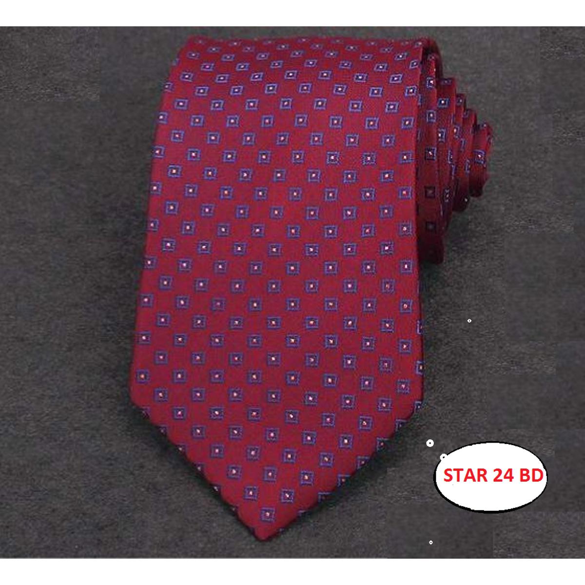 Picture of Matte Embroidery Men Neck Tie Matte Navy Blue & Red Embroidery Men Neck Tie