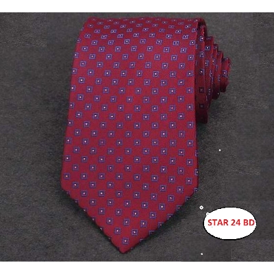 Picture of Matte Embroidery Men Neck Tie Matte Navy Blue & Red Embroidery Men Neck Tie