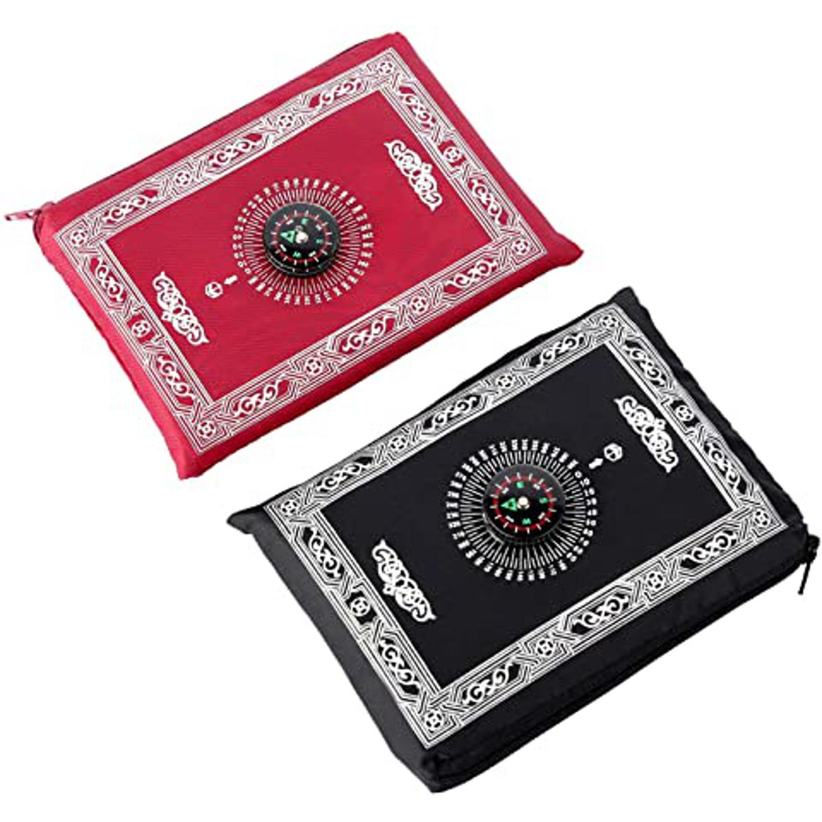 Picture of Portable Pocket Prayer Mat Jaynamaz with Qibla Direction Compass (Multicolour)