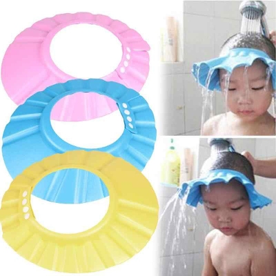 Picture of Children Waterproof Cap Baby Shower Cap Kids Bath Visor Hat Adjustable Baby Shower Cap Shampoo Cup Eye Ear