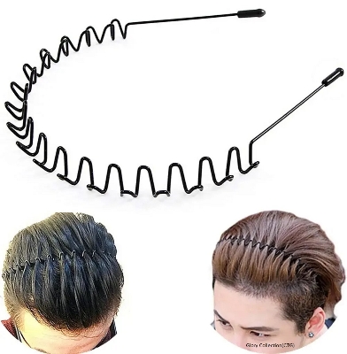 Picture of METAL HAIR HOOP BLACK COMB TOOTHED WAVY HEAD BAND DAILY USE FOR UNISEX MEN WOMEN
