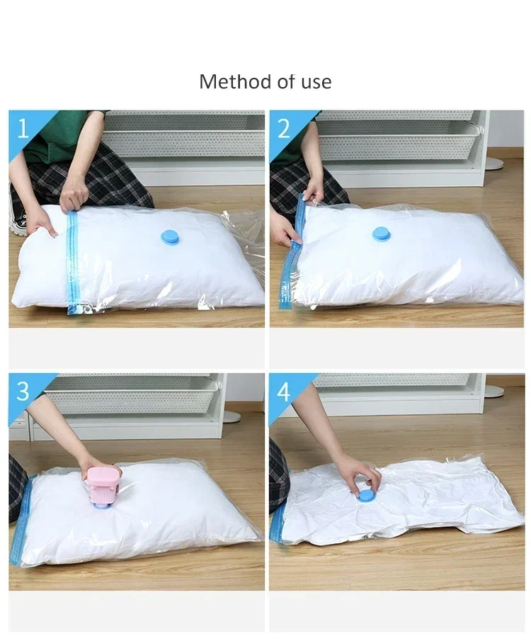 Picture of Vacuum Storage Bags( 4 Pack )with (1 Hand Pump) - Space Saver Solution for Home Organization Size 40*60/50x70/80x100/60x80cm Size Available