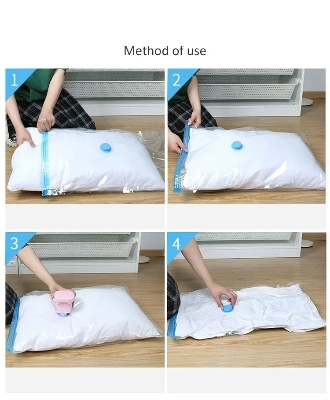 Picture of Vacuum Storage Bags( 4 Pack )with (1 Hand Pump) - Space Saver Solution for Home Organization Size 40*60/50x70/80x100/60x80cm Size Available