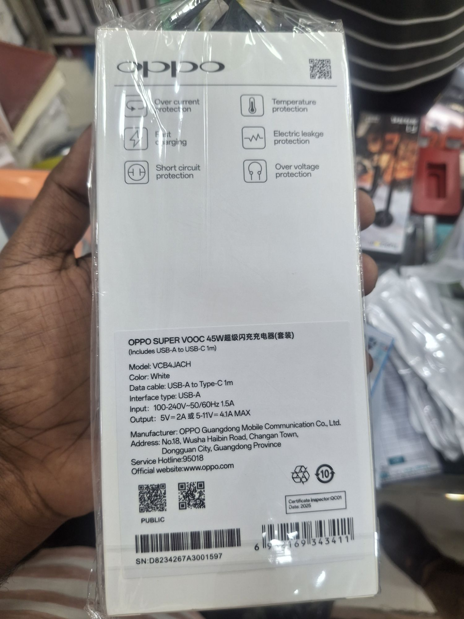 Picture of OPPO Adaptor Charger 33W SuperVOOC Original A96 A76 Reno7 K10 f19 f19 pro f21 pro f21s pro