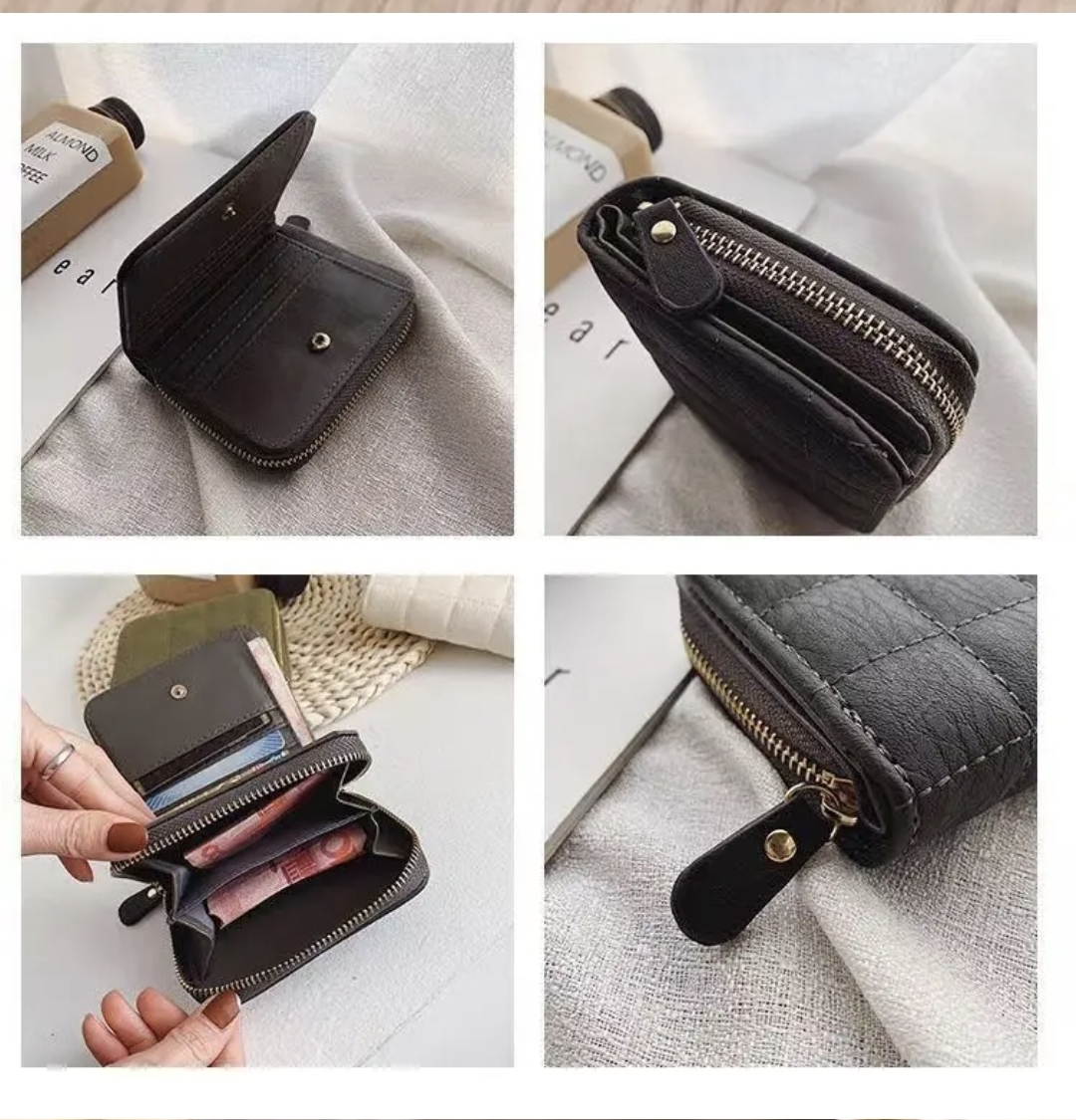 Picture of Mini Women's Short Zipper Zero Wallet Soft Leather Bag Anti-theft Feature Simple Classic Printed Cartoon Geometric Letter