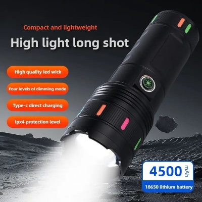 Picture of Outdoor flashlight ultra-long-range ultra-bright three-wick large-capacity long-endurance multi-function rechargeable flashlight