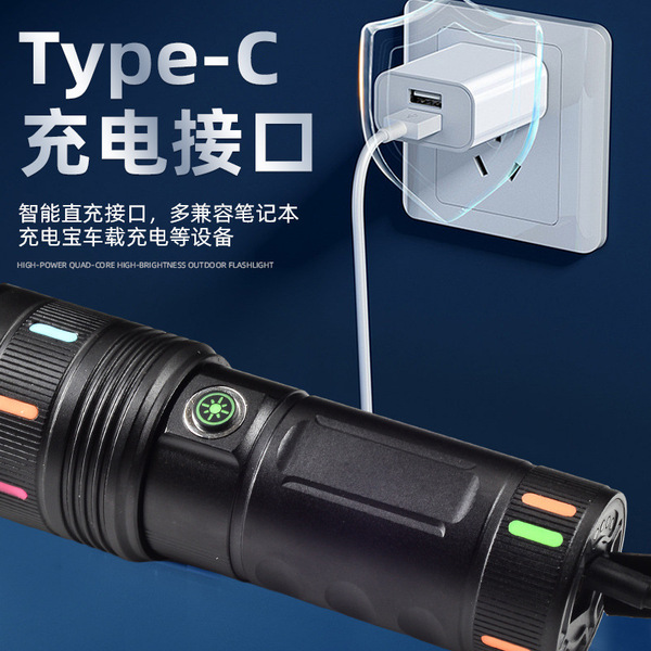 Picture of Outdoor flashlight ultra-long-range ultra-bright three-wick large-capacity long-endurance multi-function rechargeable flashlight