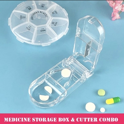 Picture of 7 Compartments Portable Round Mini Plastic Pill Box Medicine Box Travel Pill Storage Case 7 Days Weekly Pill Organizer