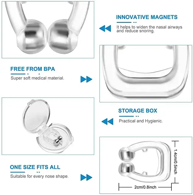 Picture of Anti Snoring Breathe Easy Sleep Nose Clip Snore Stopper Aid Nasal Dilators Device Magnetic Congestion Aid No Strips Cones