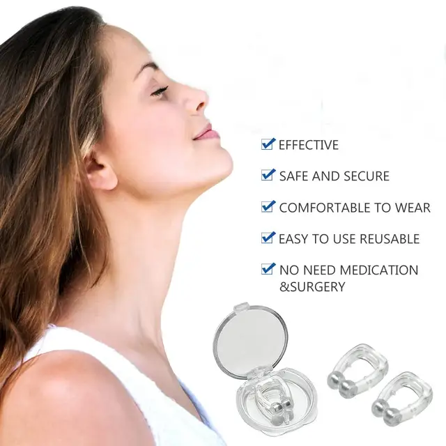 Picture of Anti Snoring Breathe Easy Sleep Nose Clip Snore Stopper Aid Nasal Dilators Device Magnetic Congestion Aid No Strips Cones