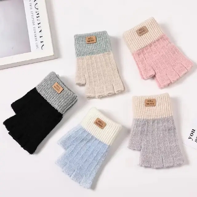Picture of Winter Warm Touch Screen Half Fingerless Knitted Acrylic Gloves For Men And Women