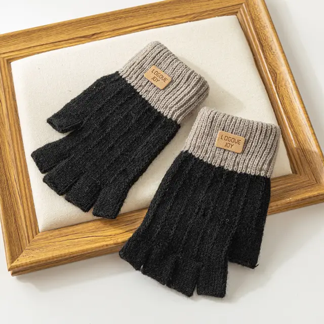 Picture of Winter Warm Touch Screen Half Fingerless Knitted Acrylic Gloves For Men And Women