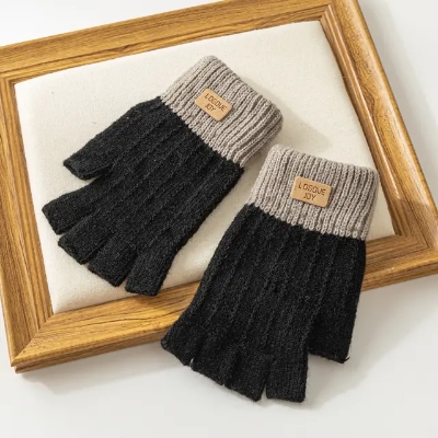Picture of Winter Warm Touch Screen Half Fingerless Knitted Acrylic Gloves For Men And Women