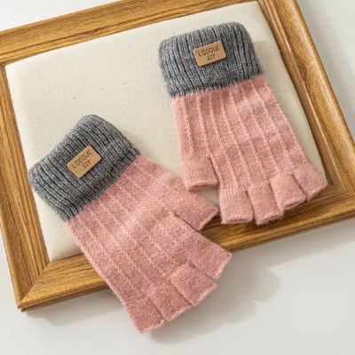 Picture of Winter Warm Touch Screen Half Fingerless Knitted Acrylic Gloves For Men And Women